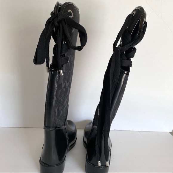 Sold- COACH Tristee signature fabric rubber boots - Picture 14 of 16